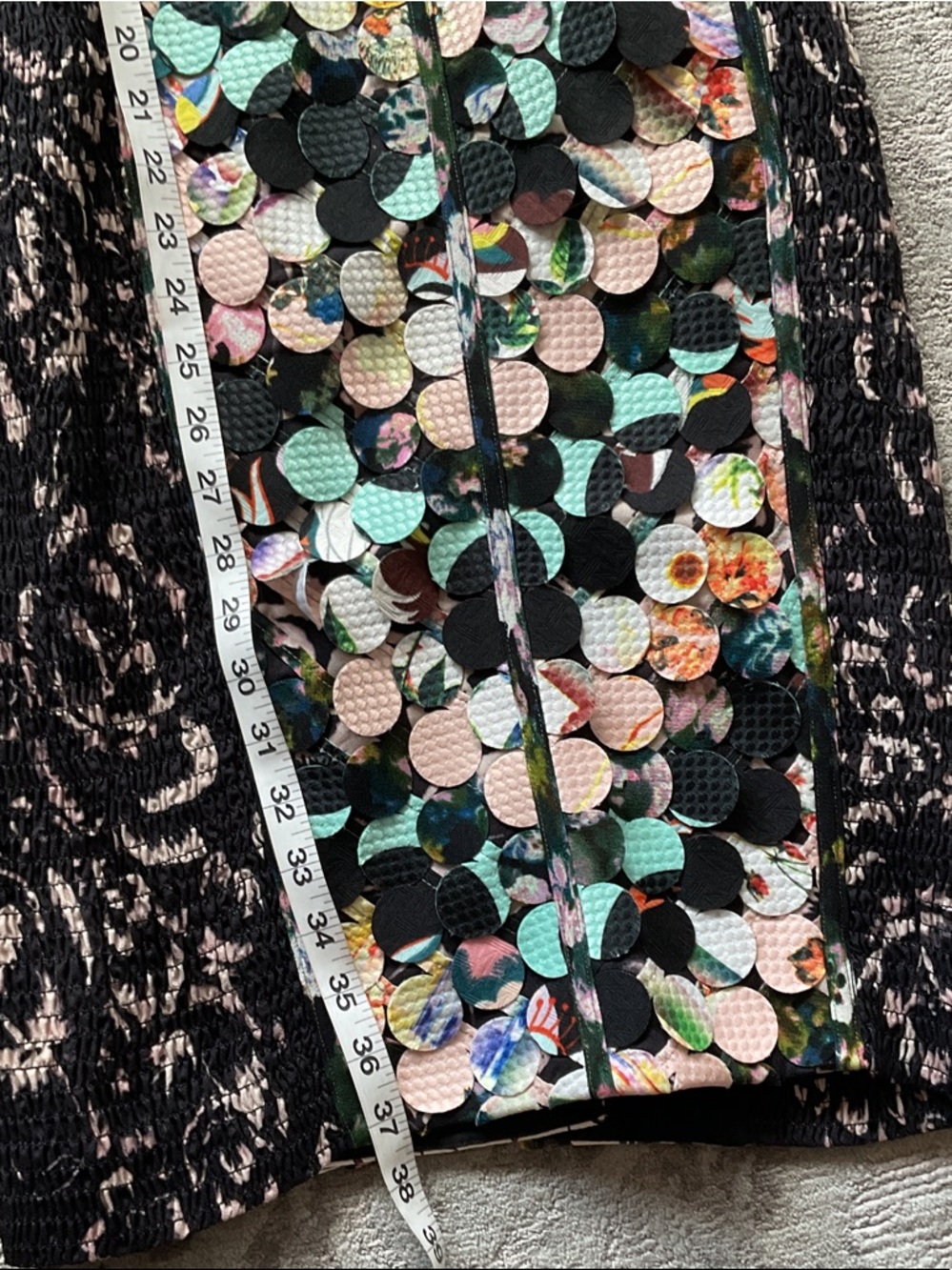 Anthro/Byron Lars Black Floral Patchwork Midi Dress with Teal & Pink Accents - Picture 13 of 13